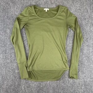 Earthbound Trading Co Olive Green Ribbed Long Sleeve Thumbhole Top Small